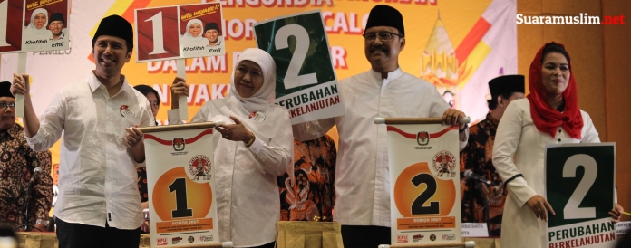 Khofifah-Emil Nomor 1, Gus Ipul-Puti nomor 2 2 2 Khofifah-Emil Nomor 1, Gus Ipul-Puti nomor 2 2 2