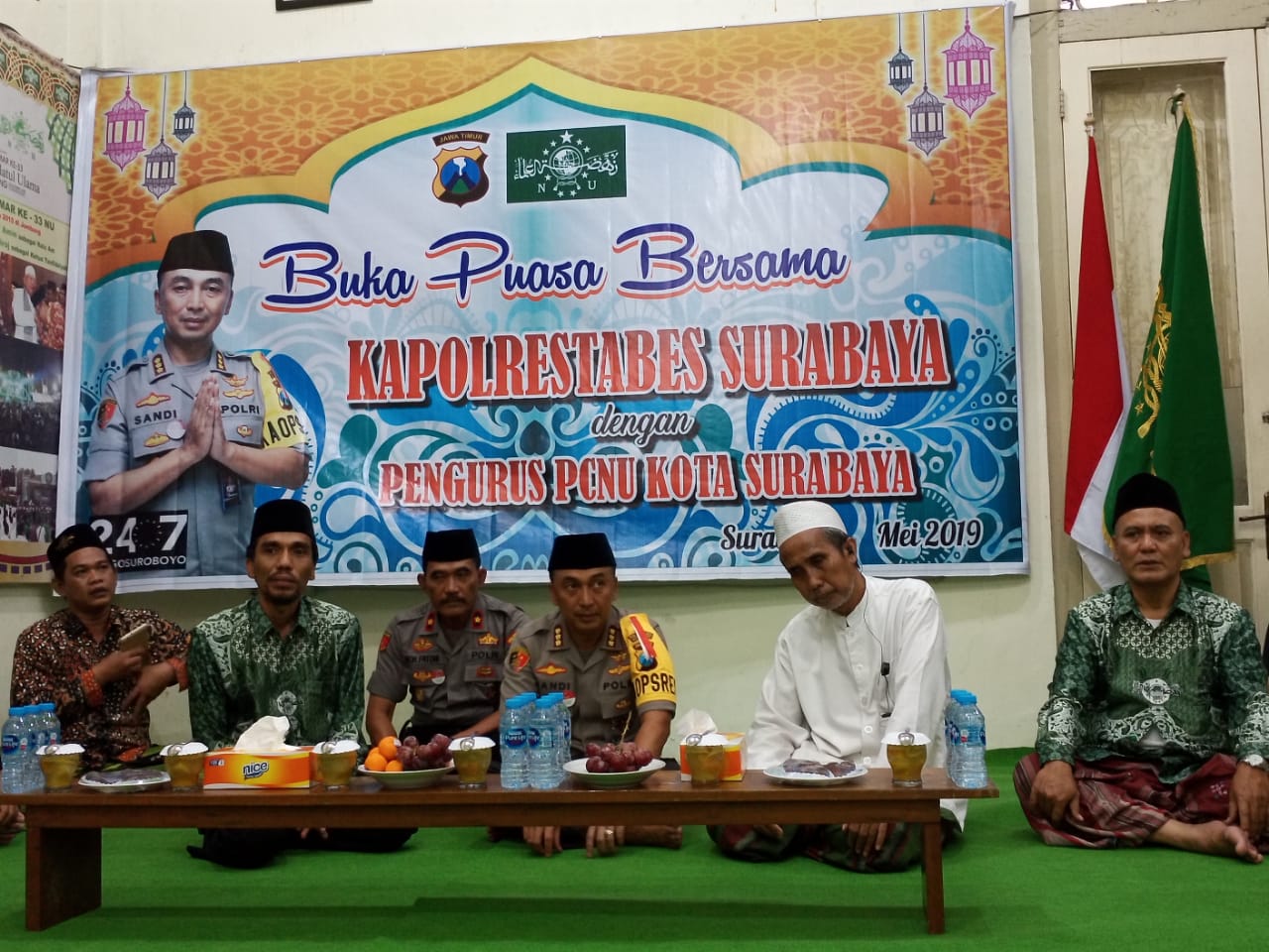 Kunjungi PCNU Kota Surabaya, Kapolrestabes Imbau Warga Jaga Kedamaian Pasca Pilpres