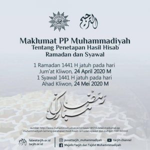 Catat! Muhammadiyah Resmi Rilis Tanggal-Tanggal Penting Ramadhan 1441 H/2020
